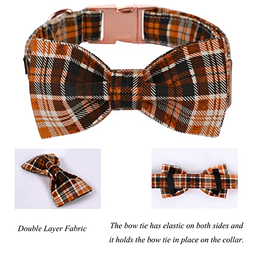 Lionet Paws Dog Collar with Bowtie, Autumn Bowtie for Dogs Adjustable Comfortable Dog Collar Girl Boy, M, Neck 34-55cm - Image 3