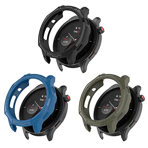 Compatible for Amazfit GTR 4 Case Protective Bumper Protector Cover Case for Amazfit GTR 4 GTR4 Smartwatch Accessories (Black/Blue/Green)