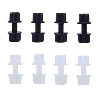 Nylon License Plate Screws Kit, Black and White Plastic Fasteners | Plastic bolts and nuts for motorcycle and bike license plate frame holders