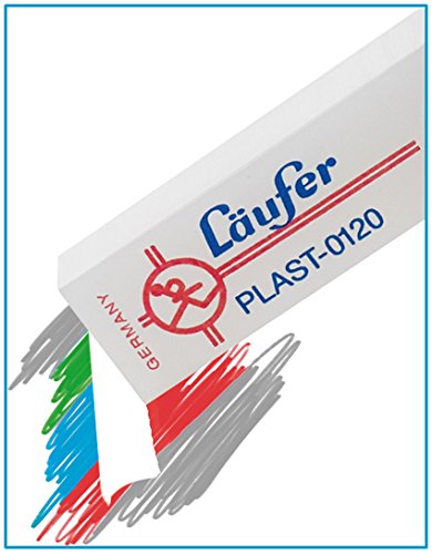 Läufer 69809 Plast 0120 Radierer, radiert zuverlässig Bleistifte und Buntstifte, Blisterkarte enthält 2 Radiergummis, groß