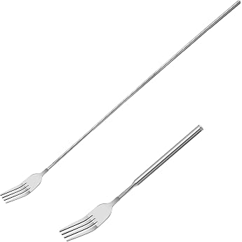 Ptwola Extendable Fork Stainless Steel Telescopic Extension Dining Fork Retractable Stable for Grill Fruit Dessert Fork with Long Handle 645 cm Kitchen Forks for Eating Pickle Fondue Cooking Outdoor