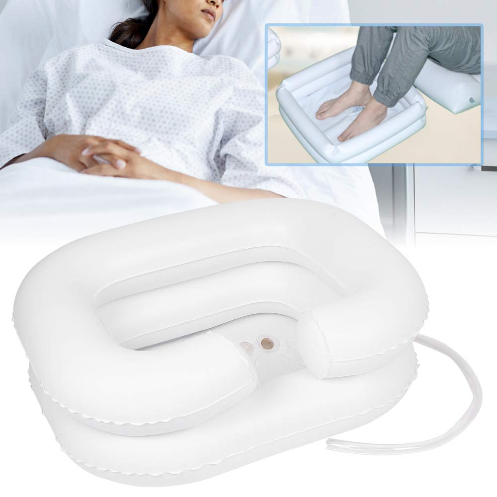 Aufblasbares Haarwaschbecken für die Pflege älterer bettlägeriger Patienten, Shampoo-Tablett für den Heimgebrauch, weiches PVC-Material mit Memory-Schlauch und Zubehör, tragbares (Mittleres