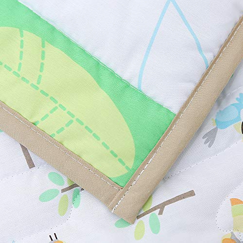 Springbaby Crib Bedding Set For Boy, Girl, Soft Cotton Baby Bedding Set, Portable Standard Crib Bedding Set, Safari Woodland Tiger Monkey Crib Bedding Set, 3 Piece Neutral Crib Set In White/Green #TOP4