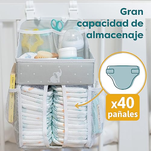 Miniatura 3 de Cradle Star Organizador De Pañales Colgante - Organizador Colgante De Cambiador - Organizador Cuna Para Artículos Esenciales Del Bebé - Guarda Pañales - Múltiples Bolsillos - 43 X 23 X 23 Cm - Gris