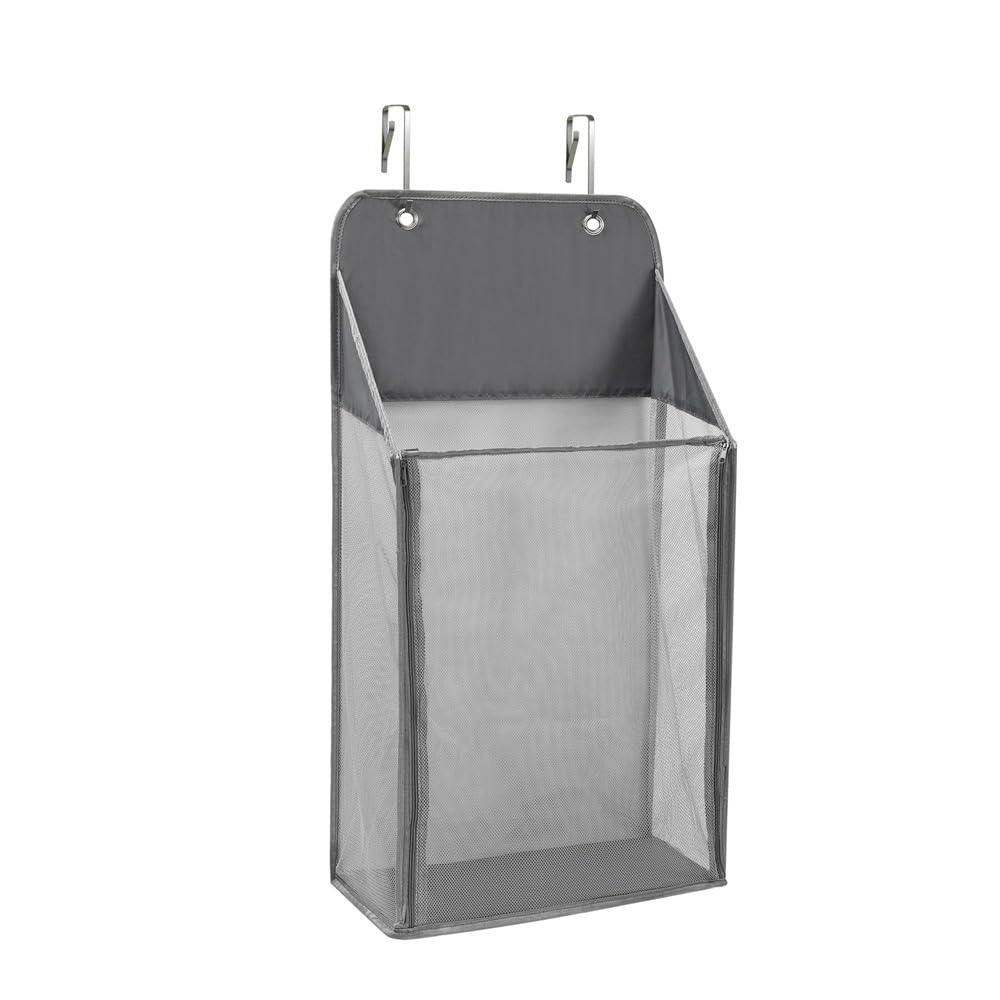 Hanging Laundry Hamper,Over the Door Laundry Hamper,Mesh Laundry Basket,Dirty Clothes Storage Bag,Sundry Storage Bag for Bathroom(S,Grey)