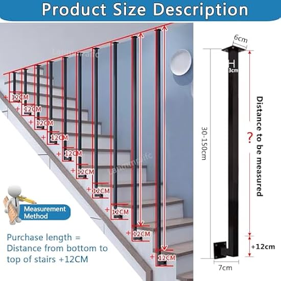 Corrimano In Ferro Battuto Stile Liberty Diametro 30mm - Finitura Antracite, Made In Italy, Per Interni Ed Esterni