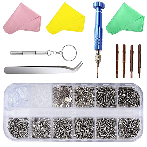 Nutmanel Kit d'outils de réparation de lunettes avec vis et tournevis (plaquettes de nez en silicone, chiffon à lunettes, pince à épiler) Cover