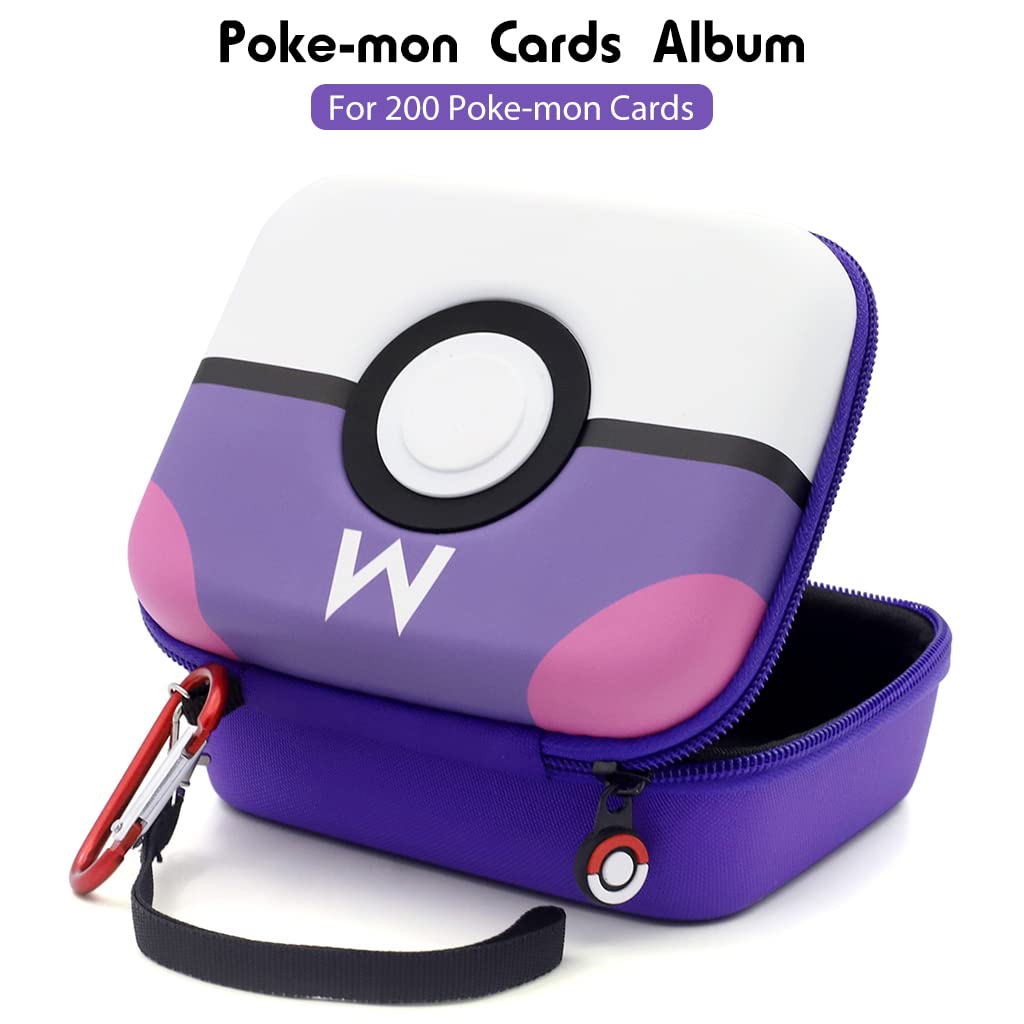PATPAT® Poke-mon Binder, Poke-Mon Cards Holder for 200 Trading Cards Cartoon Prints Zipper Bag Trading Cards Binder Trading Cards Album Organizer Bag Game Cards Case Xmas Gifts for Kids Boys Girls Mew 2