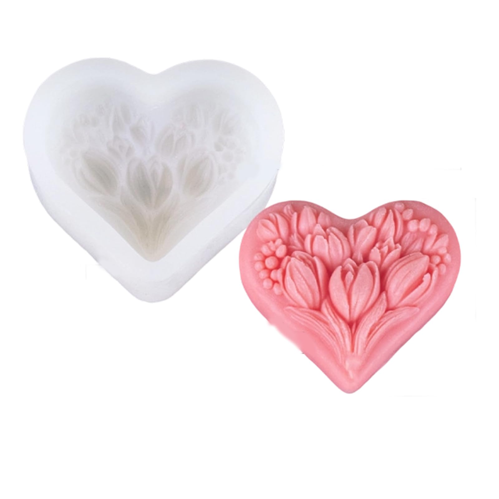 alloneslife Heart Tulips Silicones for Scented Soap Making, Creative Homemade Craft Valentines Creative Homemade Craft Valentines