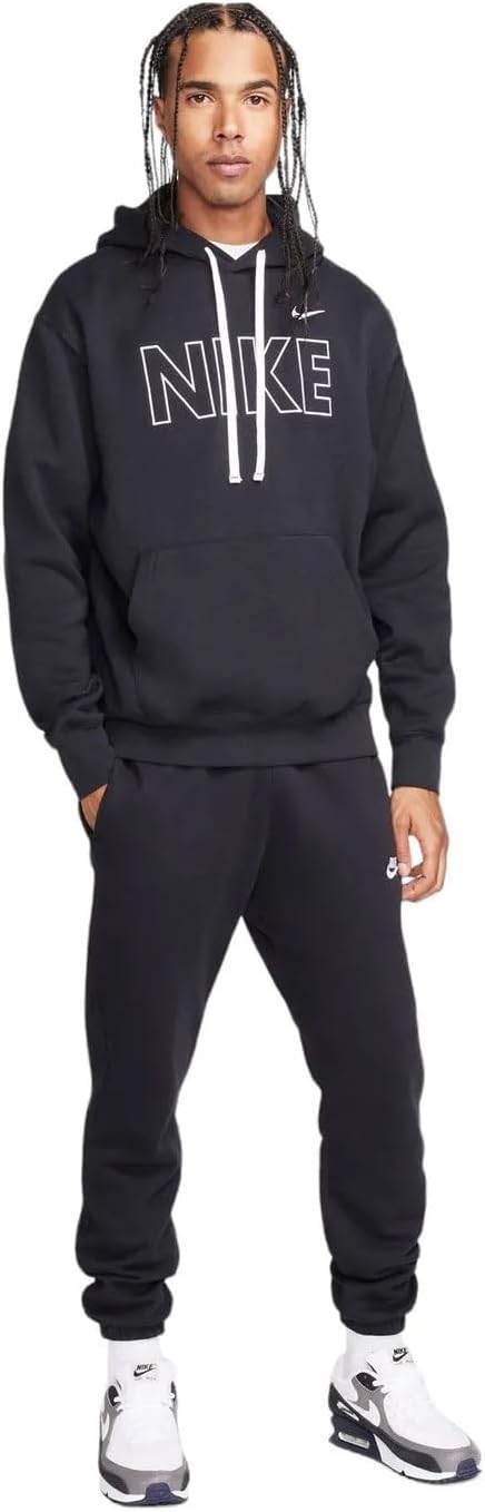 Nike Sportswear Club Fleece Men's Pullover Hoodie (BLACK/WHITE, FQ6155-010) Size Small - Image 4