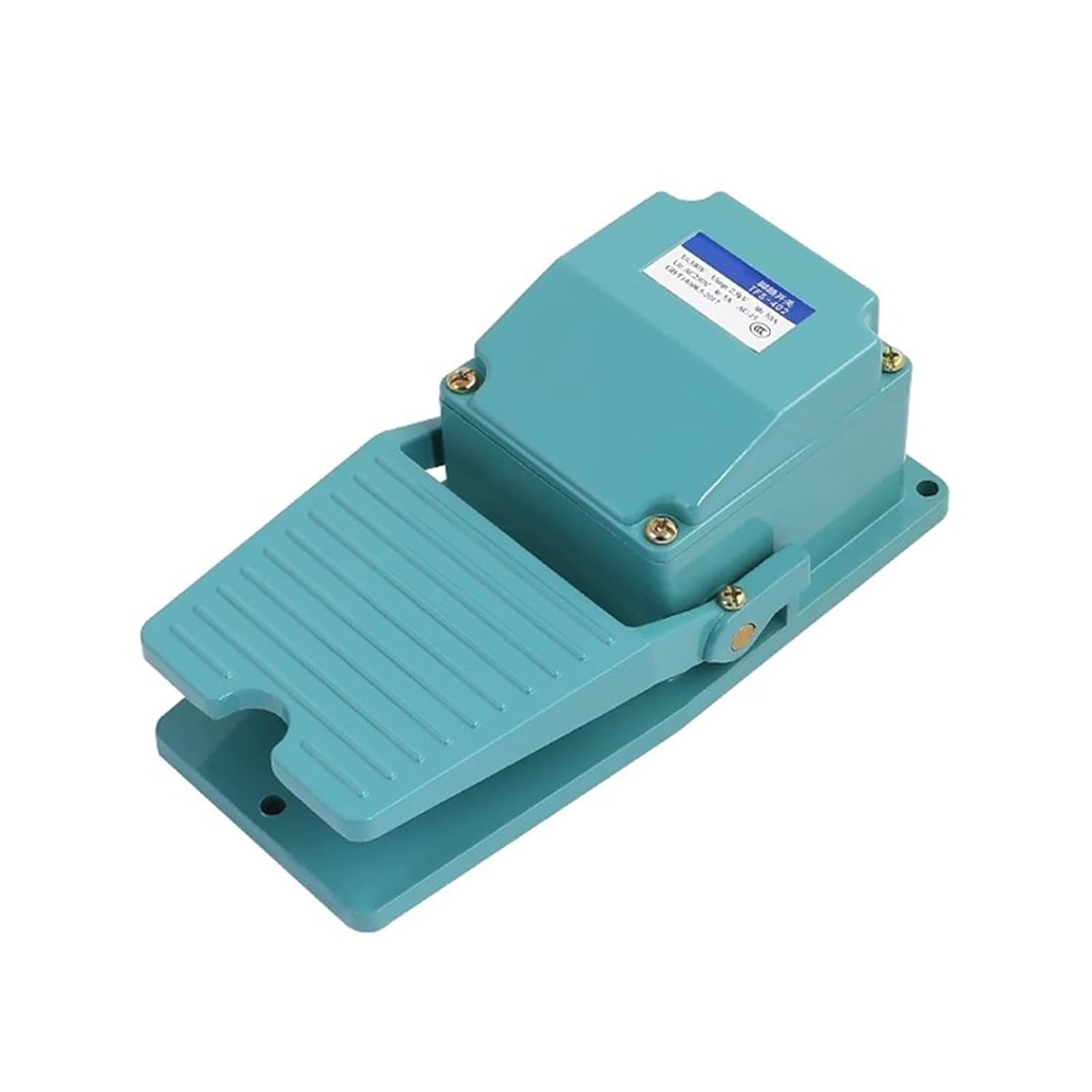 AC 250V 15A 1NO 1NC Momentary Treadle Pedal Foot Switch W Cable Gland TFS-402 Green 1Pcs