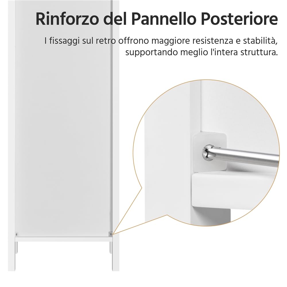 Yaheetech Mobile Bagno Salvaspazio Cassettiera Mobiletto Armadietto,Bianco | Colonna Alta con 3 Cassetti e 2 Scomparti Aperti per Soggiorno e Cucina, Impermeabile e Facile da Pulire, 30 × 30 × 142 cm