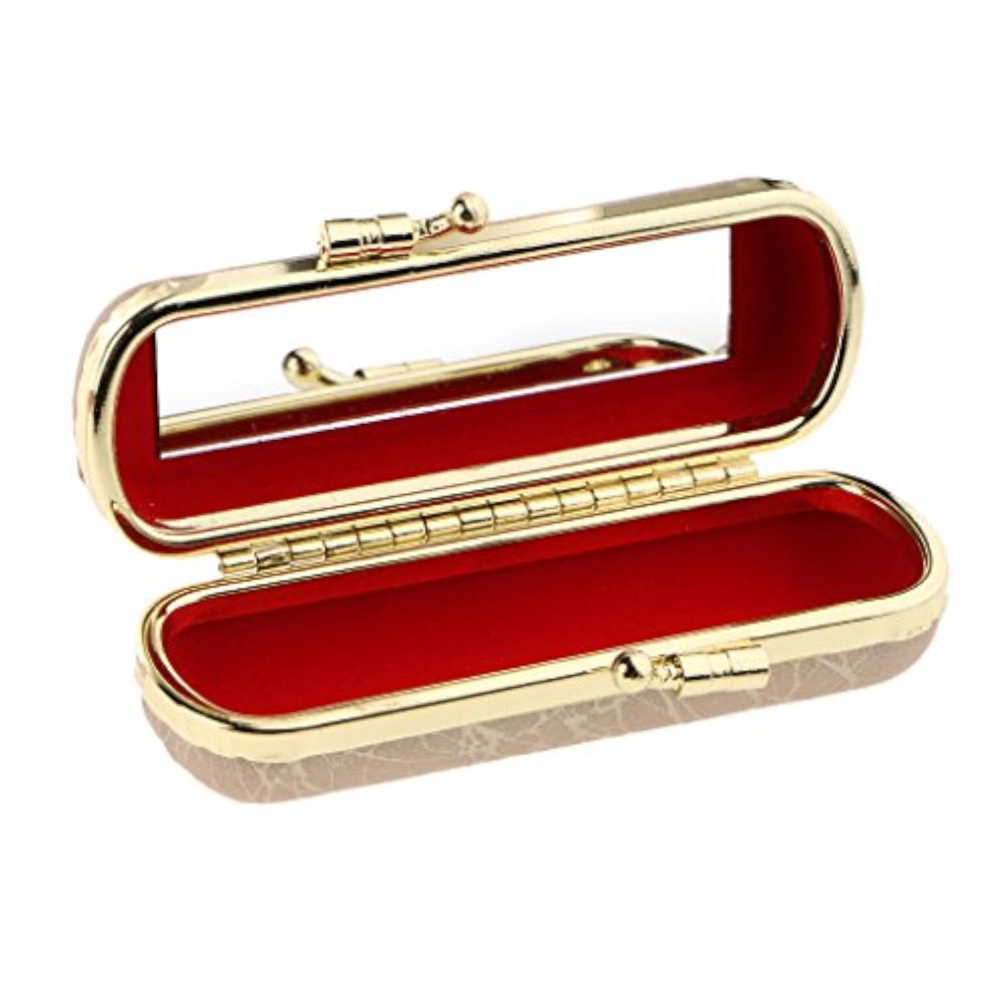 PU Leather Lipstick Case Storage Makeup Holder, Gold