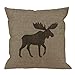 HGOD DESIGNS Animal Throw Pillow Cushion Cover,Rustic Moose Silhouette Burlap Cabin Cotton Linen Polyester Decorative Home Decor Sofa Couch Desk Chair Bedroom 18x18inch Square Throw Pillow Case,Gray