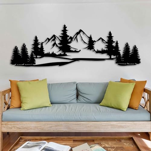 KAWA METALWORKS Mountain & Forest Metal Wall Art, Large Nature