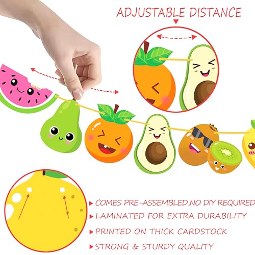 Image of Fruit Theme Birthday Banners Tutti Frutti Party Gold Happy Birthday Banners Summer Fruit Hanging Decoration for Watermelon Strawberry Theme Birthday Party Supplies