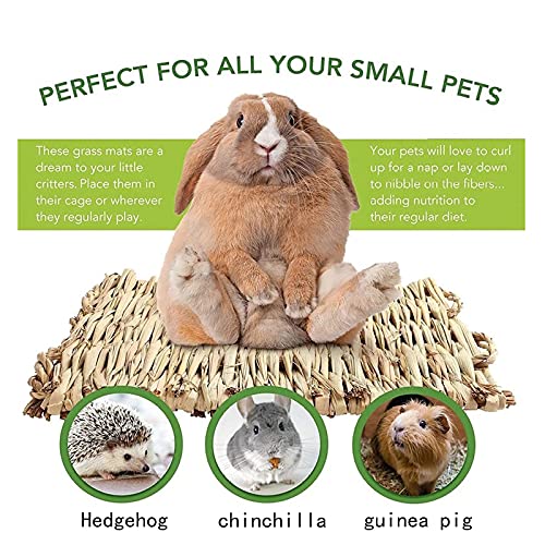 kathosn-8-PCS-Bunny-Grass-Mat-Natural-Woven-Pet-Bed-Nest-Mats-Rabbits-Chew-Toys-for-Hamsters-Parrot-Rabbits-Hedgehog-Guinea-Pig-Bunny-and-Other-Small-Animals
