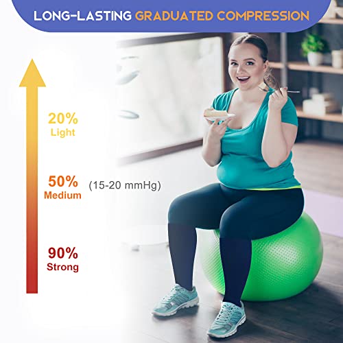 Image of Plus Size Compression Socks for Women Men, Wide Calf Extra Large, 15-20 mmHg, Knee High, for Nurses Pregnant Travel