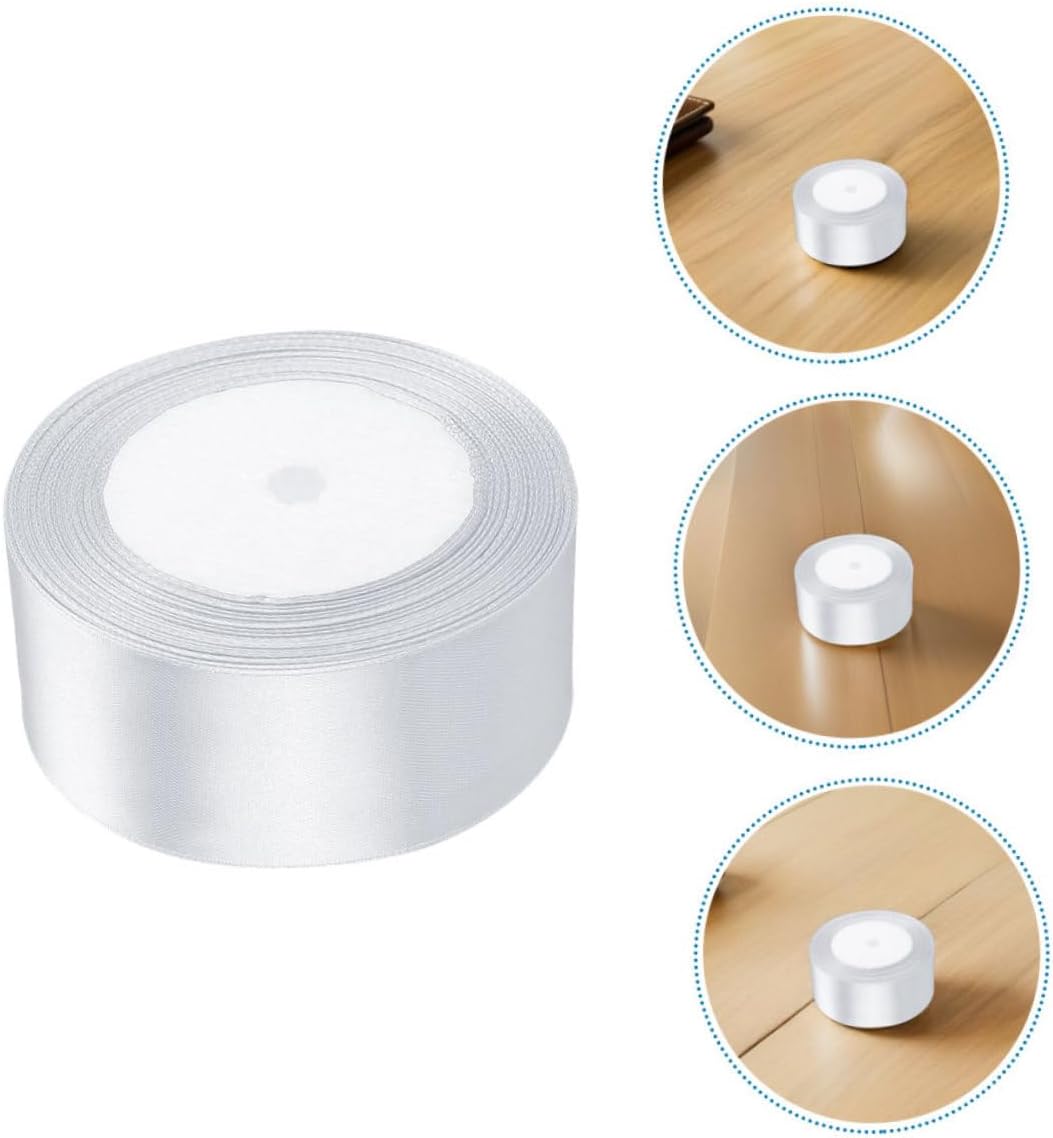 White Satin Wrapping Ribbon 5pcs Set, Polyester Decorative Ribbon for DIY Crafts, Present Box Decorations, Flower Bouquet Packaging, Wedding and Birthday Trim