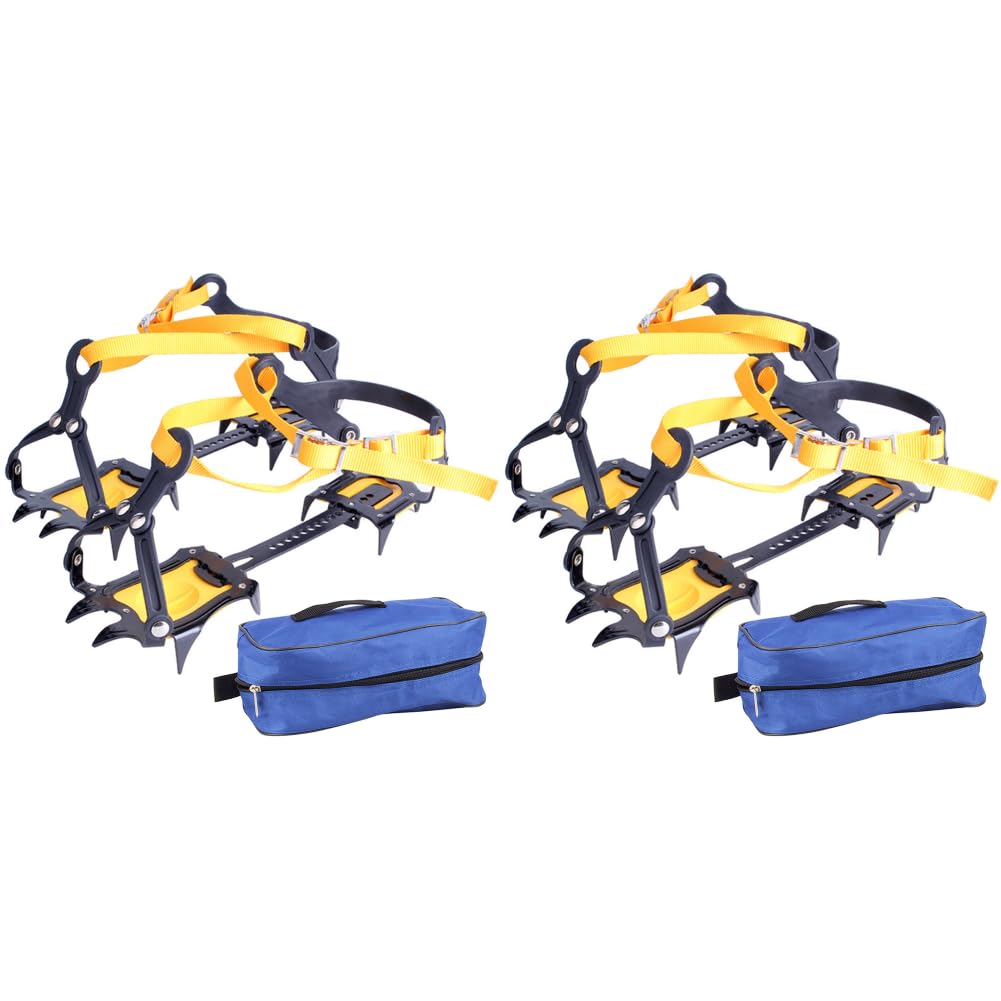 Crampons à Glace, Crampons de Traction, 1 Paire de Crampons d'alpinisme en Acier Inoxydable, 10 Dents, Crampons antidérapants avec Sac de Transport réglable pour randonnée, Escalade
