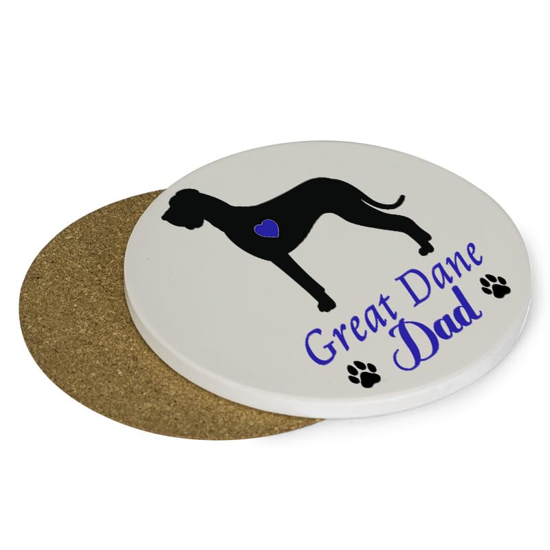 Dog Dad Gift - Great Dane Dad, Tableware, Coffee, Tea, and Drink Coasters (Round Ceramic Coaster)