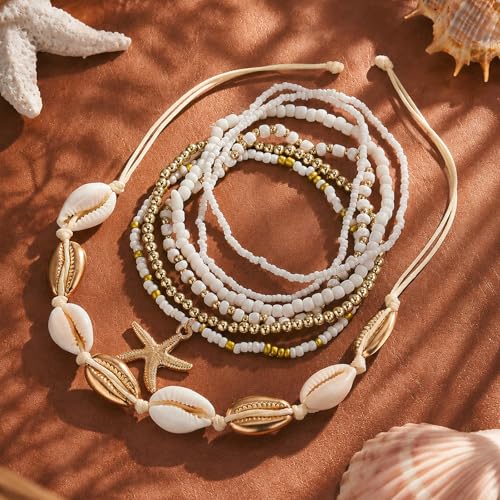 Cicy Bell Boho Ankle Bracelets Set for Women Beach Jewelry Bead Anklets — view 5