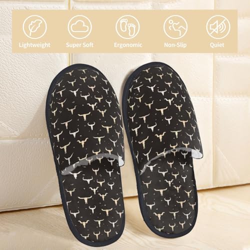 Cow Skulls Print House Slippers For Women And Men,Soft Slippers With Memory Foam,Non-Slip Indoor Home Shoes2