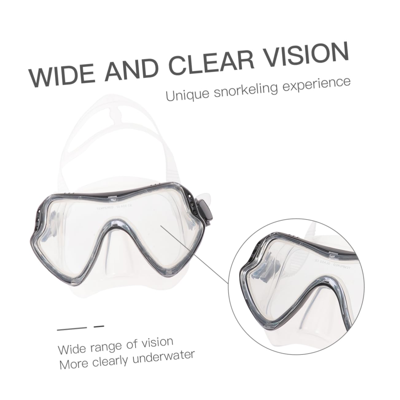 Set Maschera da Snorkeling in Silicone Nero per Uomini e Donne | Grande Capacità, Apertura Rapida, per Attività Subacquee e Snorkeling, Completo