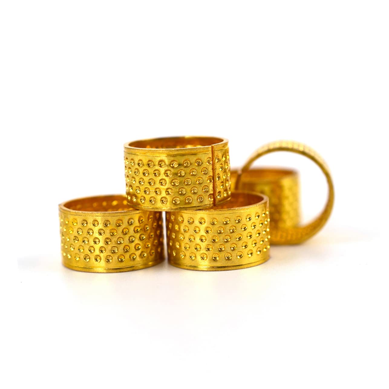 Lurrose100pcs Thimble Ring DIY Finger Protector Knitting Pin Needles Thimble Tailor Finger Thimble Finger Sleeve Sewing Finger Shield Needlework Thimble Cover Finger Thimble Golden