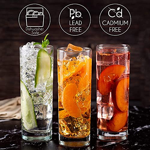 Image of WRINGO 350 ML Water Glasses Transparent Long Glass | Highball Glasses | Juice Glass | Plaza Tumbler Set of (6) (Transparent)