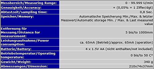 Digitaler optischer Drehzahlmesser Laser Tacho Tachometer Motortester U/min DZ1