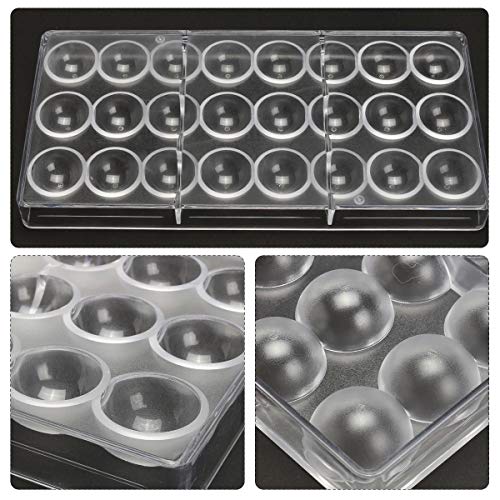 Jeteven Chocolate Candy Jelly Bonbon Making Mold, Non-stick PC Polycarbonate Mould Tray (Semi-Sphere)