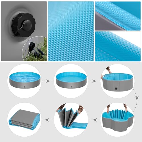 EUGAD Hundepool, Hundepools für große Hunde120x30cm Faltbare Hundeplanschbecken Dog Pool Anti-Rutsch, PVC Hunde Planschbecken Schwimmbecken Kleine Hund Pool Wasserspielzeug Outdoor