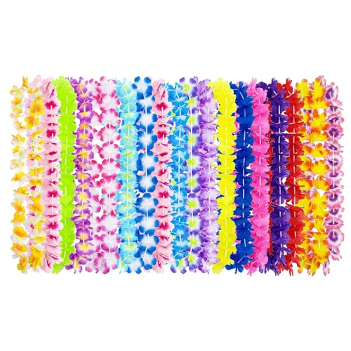 Crazy Games 25 Count Hawaiian Leis Set Bulk for Kids & Adults Tropical Luau Flower Lei Garland Multicolor Party Favors for Hawaii Decor Birthday Beach Wedding Pool Party Stuff & Holiday Decorations