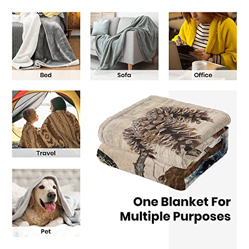 Mtjj Blanket Retro Mountain Lake Bear Fish Throw Blankets,Ultra Soft Flannel Fleece Blanket Cozy Bed Blankets Quilt Decorative Tapestry Chair Blanket Winter Blankets For Men Women Kids(60 In×50 In) #TOP4