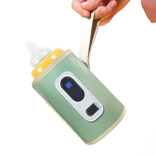 Miniatura 6 de Calentador de biberones USB, protector de calor de leche para bebés con pantalla LED para el hogar, viajes, automóvil (verde)