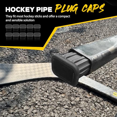 UICE Hockey Stick End Plugs,10pcs Hockey Stick End Caps,Ice Hockey Tubing Plug Caps for Junior-Black