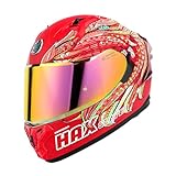 HAX Obsidian Pro Full Face Dual Visor Adult Motorcycle Helmet for Motorbike Street Bike with Pinlock Ready DOT Approved Slyer Red S