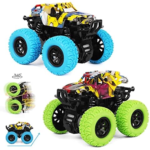 M SANMERSEN 2 Pack 360° Rotating Monster Truck Toys for 3-5 Year Old Boys and Girls - Toddler Car Toys Gifts Cover
