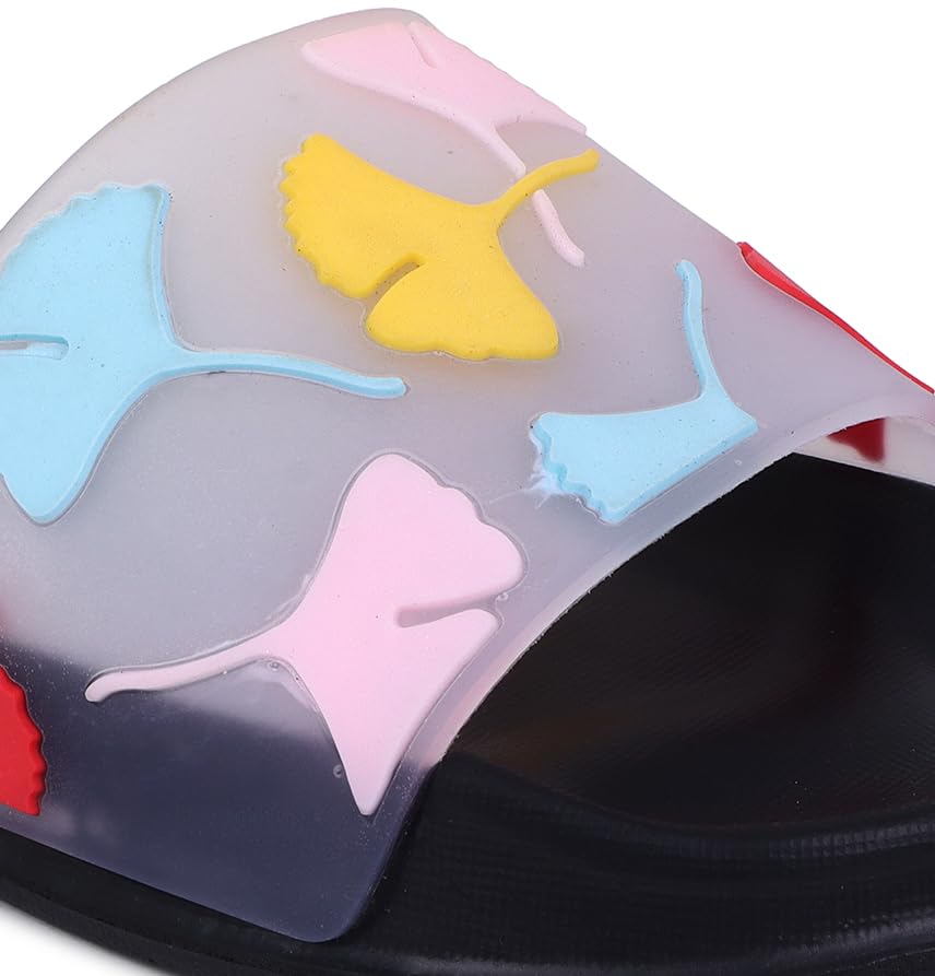 Image of Pampy Angel Transparent Leafs Women's Flip Flops Slides Back Open Household Comfortable Slippers