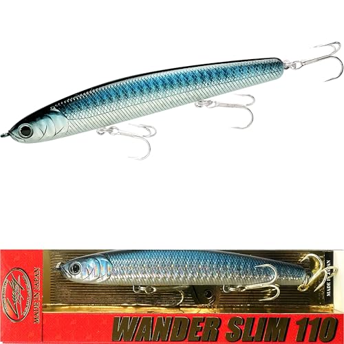 LUCKY CRAFT Wander Slim 110 21g, 325 Zebra Aurora Black, Shimmy Fall, Sinking, Bass Fishing Lures, Forward Facing Sonar, Large, Smallmouth, Striped, Fishing Gear, Fishing Accessories, Fishing Tackle