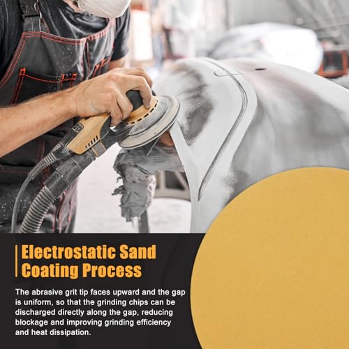 CoCud 24 Pcs 6 Inch Sanding Disc 1000 Grit Round Hook and Loop Sandpaper Fit for Orbital Sander or Automotive Car Repairing, Grinding and Polishing, Yellow by CoCud - Used condition - Image 5