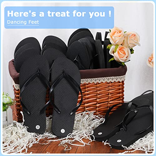 Suhine 48 Pairs Bulk Flip Flops, Black Assorted Size Flip Flops for Guests Bulk Unisex Adult Size Slippers for Women Men Wedding Pool Party3