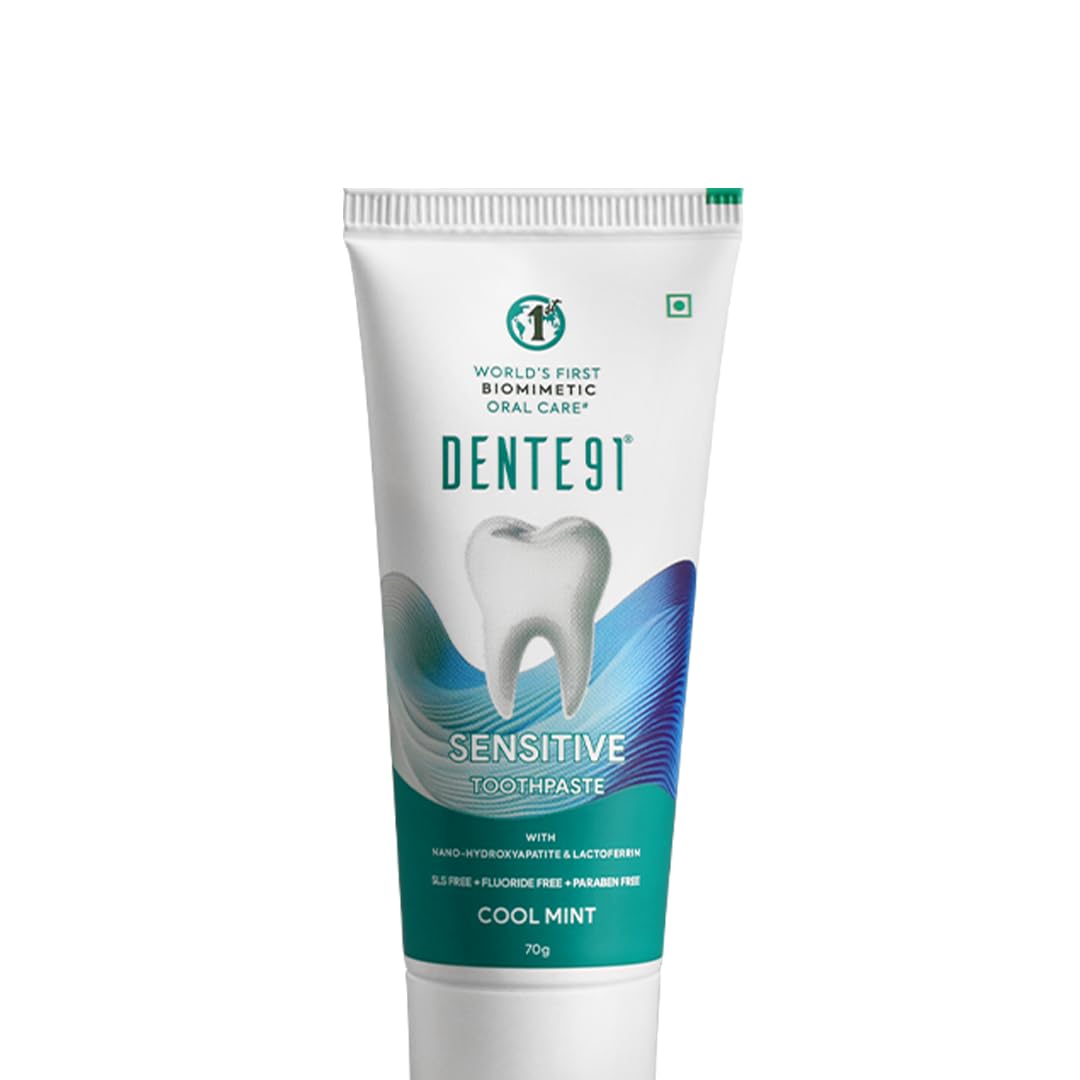 Dente91 Sensitive Toothpaste, Reduces Hypersensitivity, Strengthens Enamel, Repairs Cavities, Remineralizes Teeth, SLS Free, Fluoride and Paraben Free, Pack of 1, 70gm