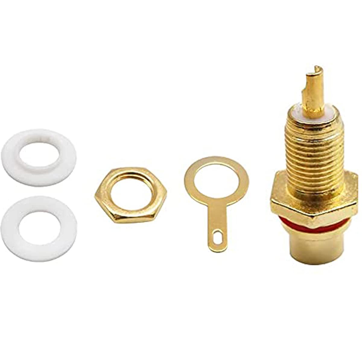 6-Pack Gold RCA Female Chassis Mount Panel Sockets – With Mounting Hardware, M402
