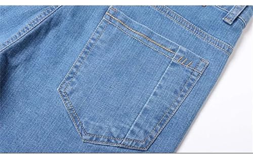 Men's Summer Jeans Thin Cotton Elastic Waist Business Casual Straight Denim Pants Comfortable Trousers4