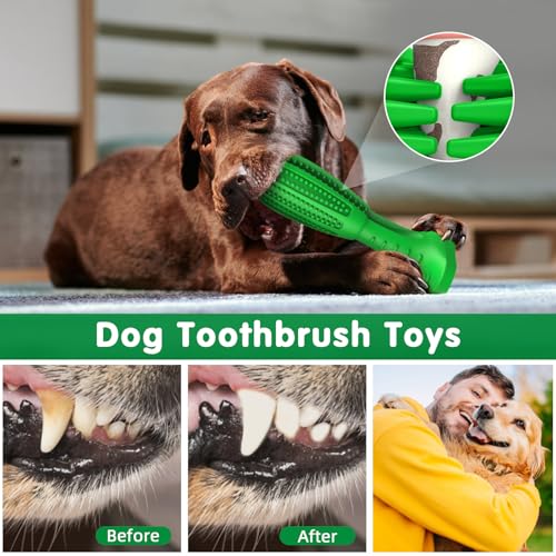HETOO Dog Chew Toys, Dog Toothbrush Toys for Puppy Dental Care Teeth Cleaning, Natural Rubber Teeth Grinding Rod Gifts for Dogs - Image 6