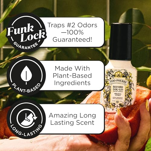 Poo-Pourri Before-You-Go Toilet Spray, Original Citrus, 2 Fl Oz, Up to 100 Uses, Bathroom Odor Deodorizer with Essential Oils for Home or Work, Travel Essentials, TSA Approved Size, Lemon Bergamot - 1