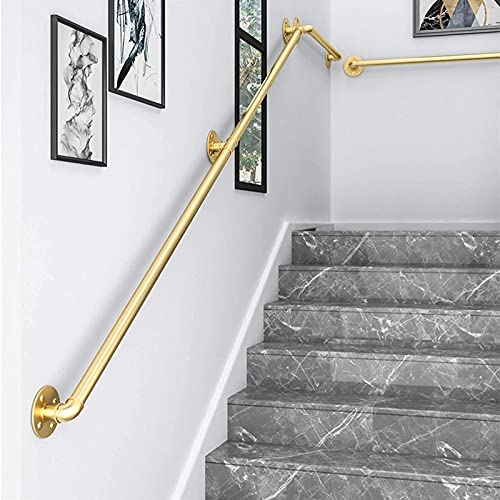 Rampe d'escalier extérieure et intérieure industrielle dorée de 9ft - 4