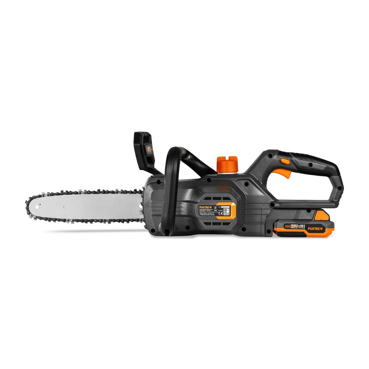Motosega a batteria 20V FUXTEC FX-E1KS20 – con batteria e caricatore – lunghezza di taglio 24 cm (10 pollici) velocità della catena di 5m/s – leggera e compatta